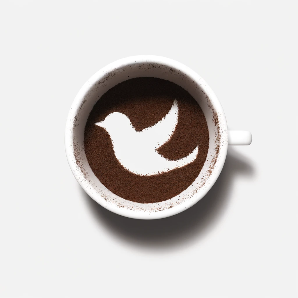 Simbol ptice u šolji kafe